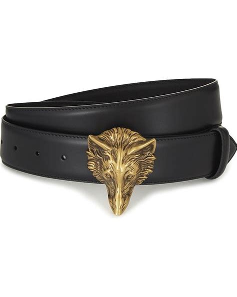 Gucci Wolf Buckle Leather Belt in Black for Men 